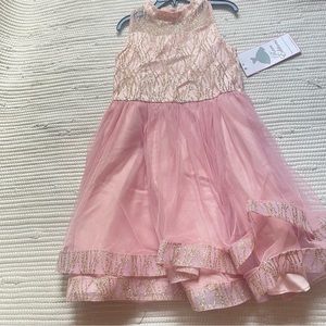 6X Girls Formal Pink Gold Tulle NWT